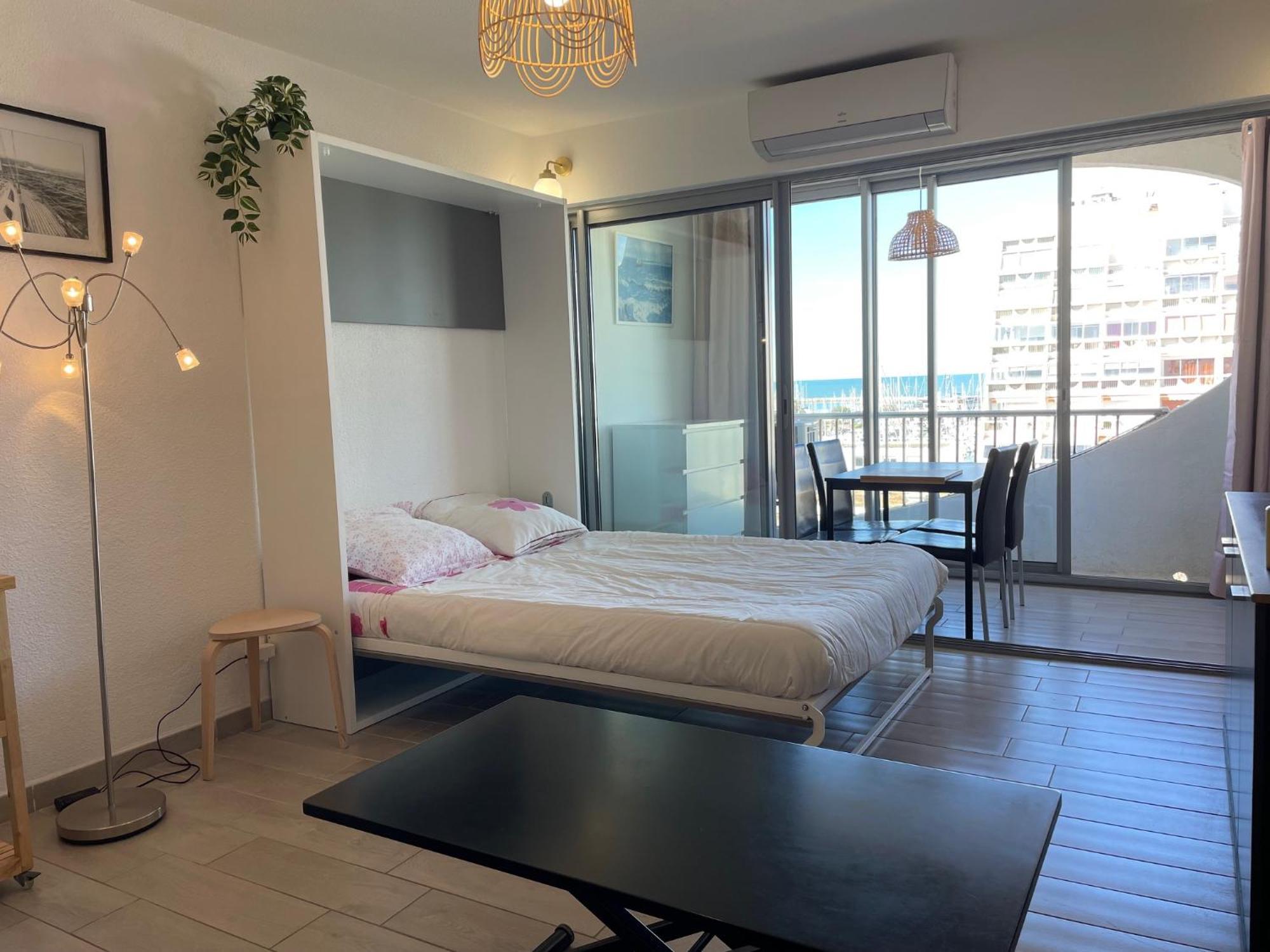 Studio 2-3 Pers Parking Clim Vue Port Et Mer Ла-Гранд-Мот Экстерьер фото